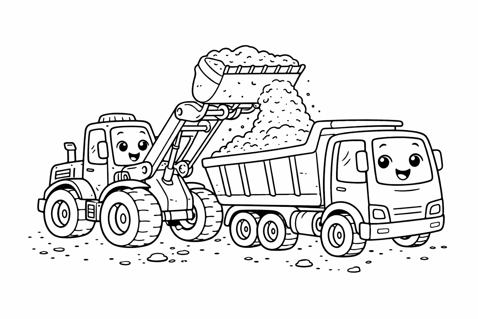 Kritzelio radlader kipplaster Ausmalbild