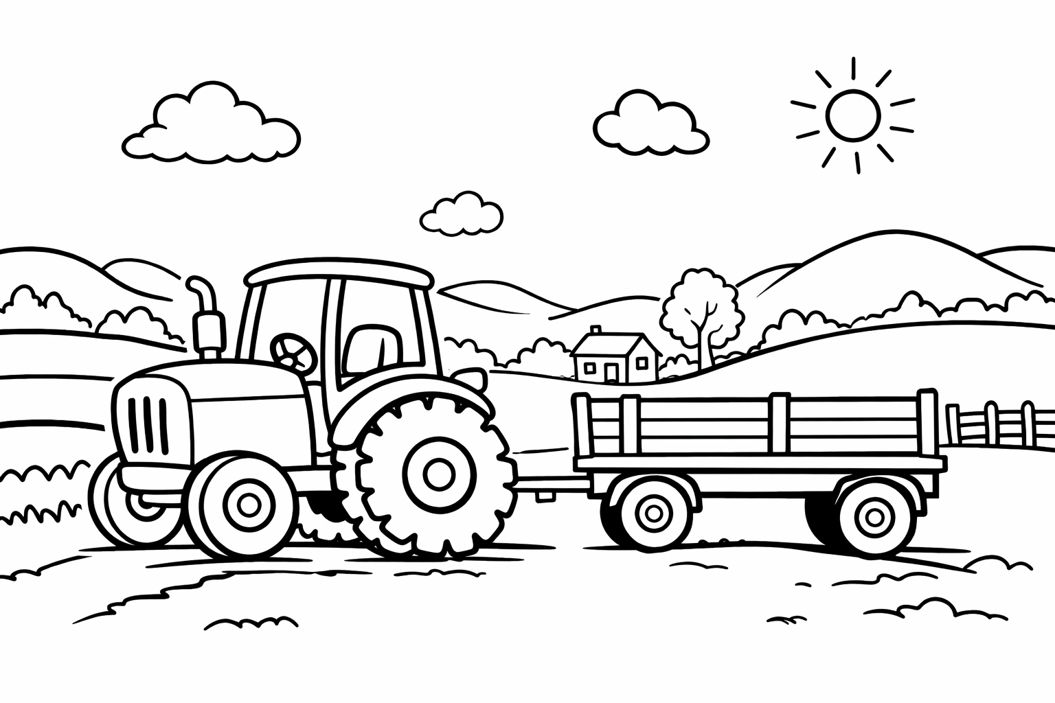 Kritzelio traktor anhaenger Ausmalbild